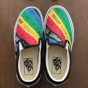 Van’s “off the wall” colorful slip on shoe.